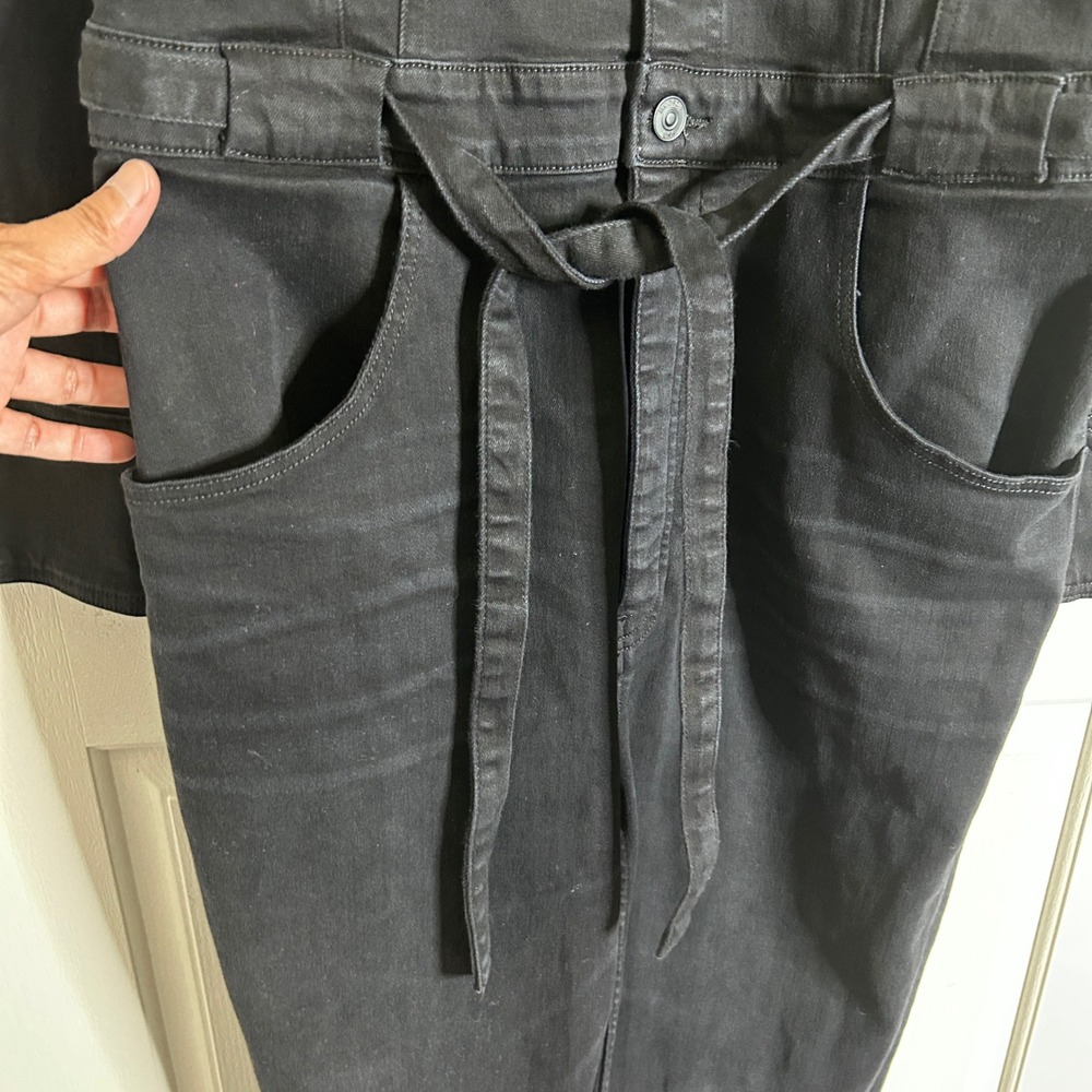 HUDSON Puff Sleeve Denim Jumpsuit One-Piece Washed Black Size Medium - Picture 6 of 13